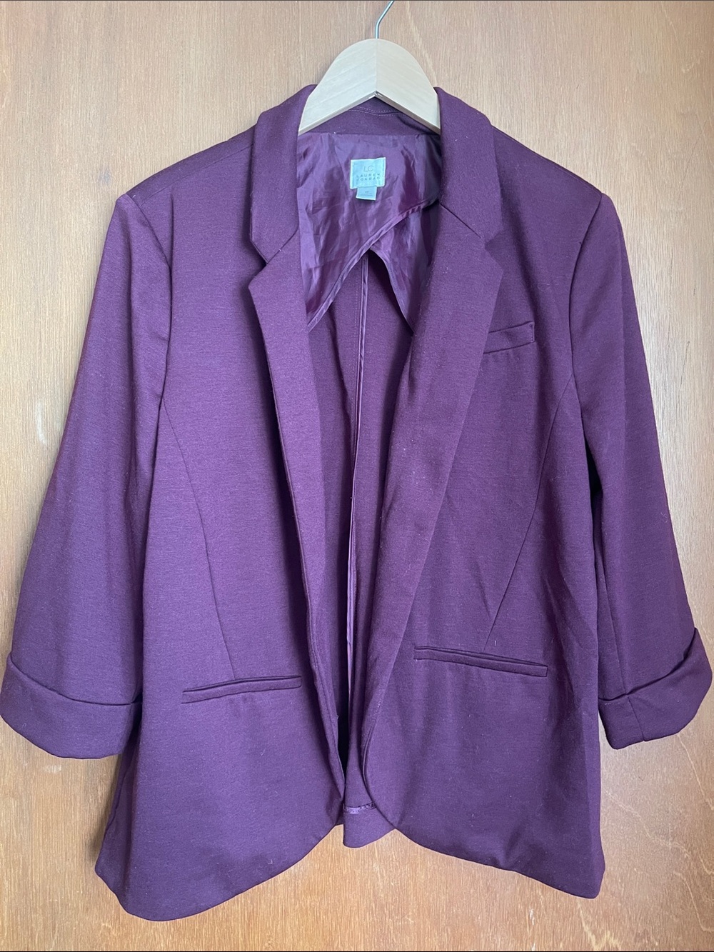 LC Lauren Conrad Plum/Burgundy Open-Front Blazer